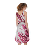 Red Cabbage Leaves Print Women's Sleeveless Dress