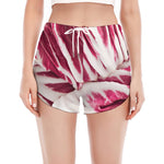 Red Cabbage Leaves Print Women's Split Running Shorts