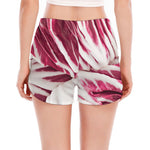 Red Cabbage Leaves Print Women's Split Running Shorts