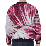 Red Cabbage Leaves Print Zip Sleeve Bomber Jacket