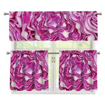 Red Cabbage Print 3 Piece Kitchen Curtains