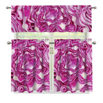 Red Cabbage Print 3 Piece Kitchen Curtains