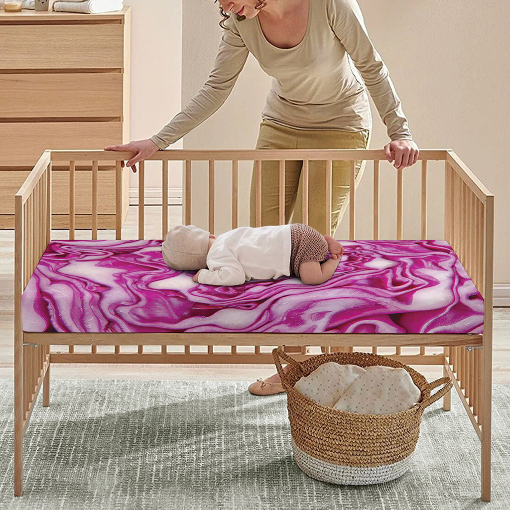 Red Cabbage Print Baby Crib Sheet