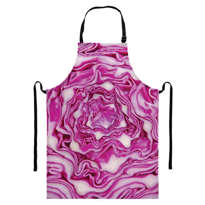 Red Cabbage Print Bib Apron With Pocket