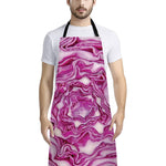 Red Cabbage Print Bib Apron With Pocket
