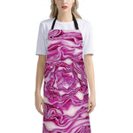 Red Cabbage Print Bib Apron With Pocket
