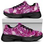 Red Cabbage Print Black Chunky Shoes