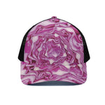 Red Cabbage Print Black Mesh Trucker Cap