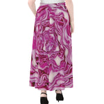 Red Cabbage Print Chiffon Maxi Skirt