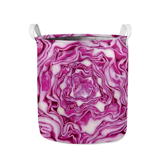 Red Cabbage Print Collapsible Laundry Basket
