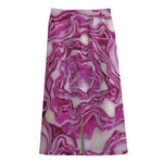 Red Cabbage Print Cotton Front Slit Maxi Skirt