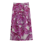 Red Cabbage Print Cotton Front Slit Maxi Skirt