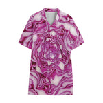 Red Cabbage Print Cotton Hawaiian Shirt