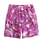 Red Cabbage Print Cotton Shorts