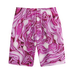 Red Cabbage Print Cotton Shorts