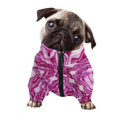 Red Cabbage Print Dog Zip Up Jacket