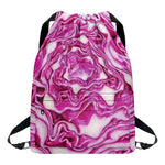Red Cabbage Print Drawstring Backpack