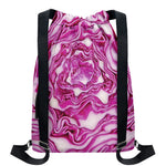 Red Cabbage Print Drawstring Backpack