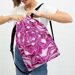 Red Cabbage Print Drawstring Backpack