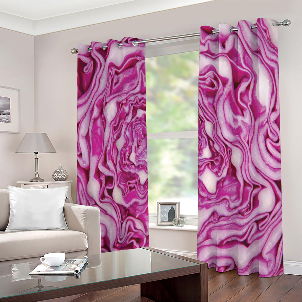 Red Cabbage Print Extra Wide Grommet Curtains