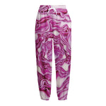 Red Cabbage Print Fleece Lined Knit Pants