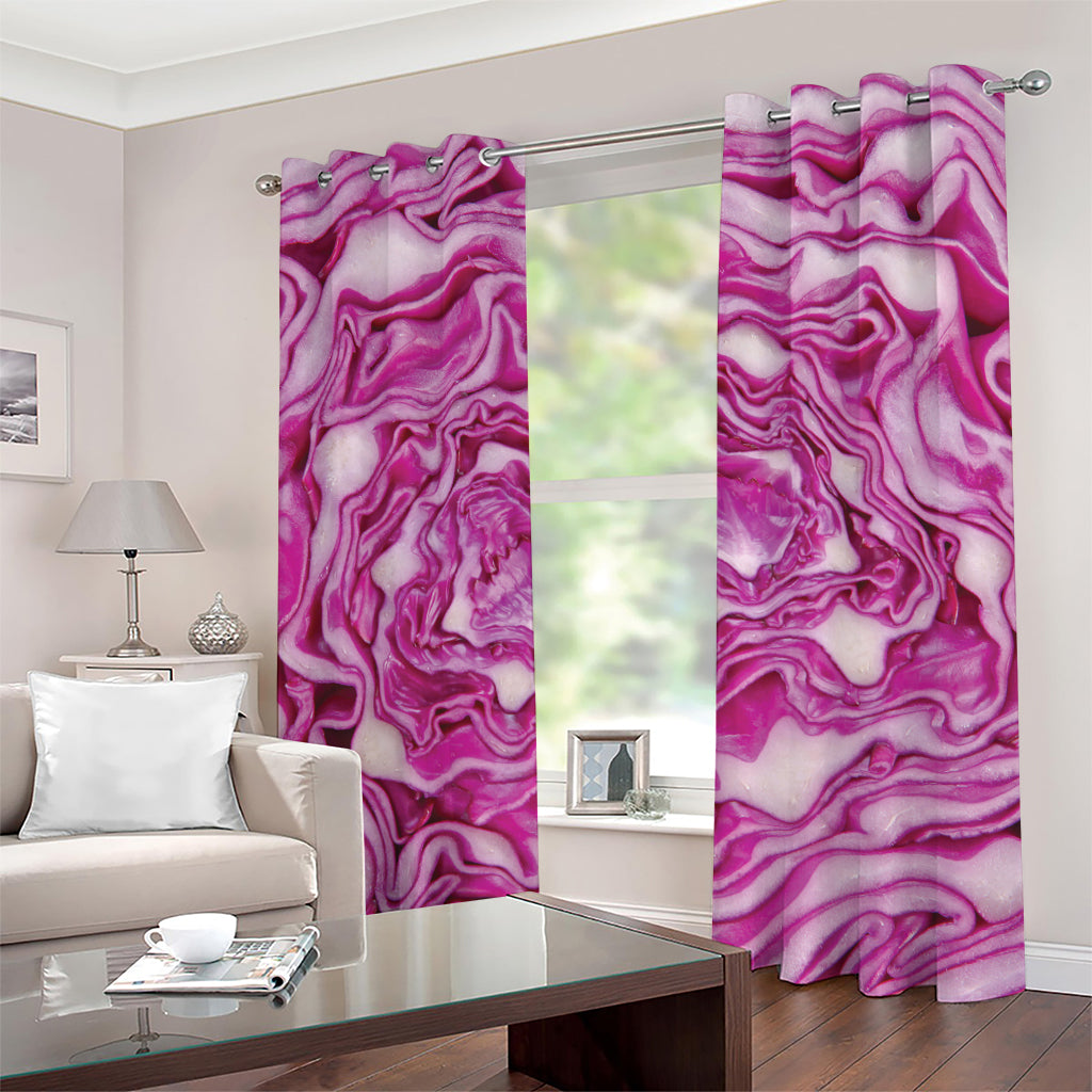 Red Cabbage Print Grommet Curtains
