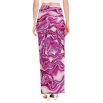 Red Cabbage Print High Slit Maxi Skirt