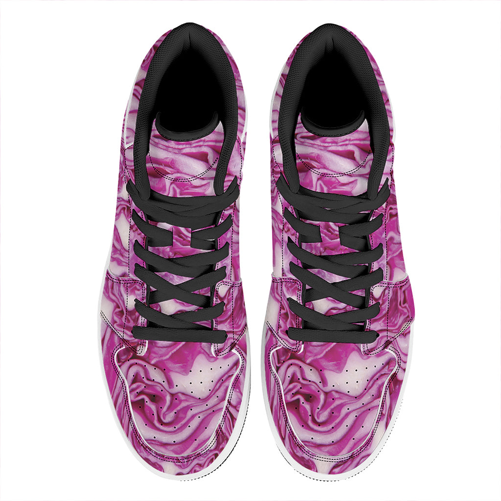 Red Cabbage Print High Top Leather Sneakers