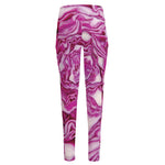 Red Cabbage Print High-Waisted Pocket Leggings