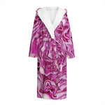 Red Cabbage Print Hooded Bathrobe