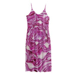 Red Cabbage Print Jersey Midi Cami Dress