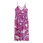 Red Cabbage Print Jersey Midi Cami Dress