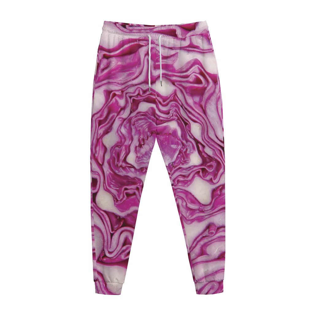 Red Cabbage Print Jogger Pants