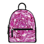 Red Cabbage Print Leather Backpack