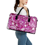 Red Cabbage Print Leather Duffle Bag