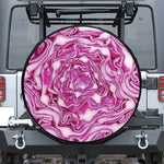 Red Cabbage Print Leather Spare Tire Cover