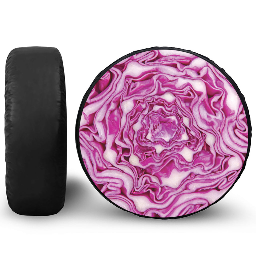 Red Cabbage Print Leather Spare Tire Cover