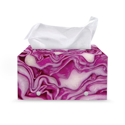 Red Cabbage Print Leather Tissue Box Cover