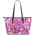 Red Cabbage Print Leather Tote Bag With Zipper