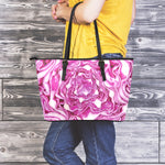 Red Cabbage Print Leather Tote Bag