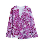 Red Cabbage Print Long Sleeve Short Coat