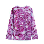 Red Cabbage Print Long Sleeve Short Coat