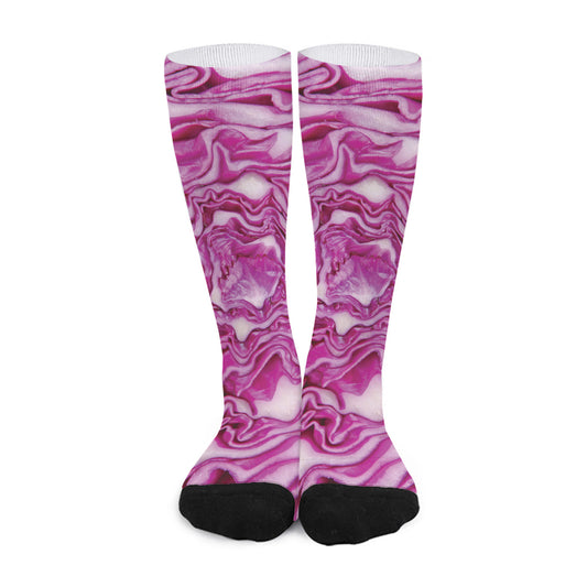 Red Cabbage Print Long Socks