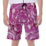 Red Cabbage Print Men's Beach Shorts