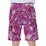 Red Cabbage Print Men's Beach Shorts