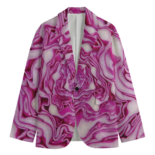 Red Cabbage Print Men's Blazer