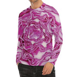 Red Cabbage Print Men's Long Sleeve Rash Guard