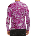 Red Cabbage Print Men's Long Sleeve Rash Guard