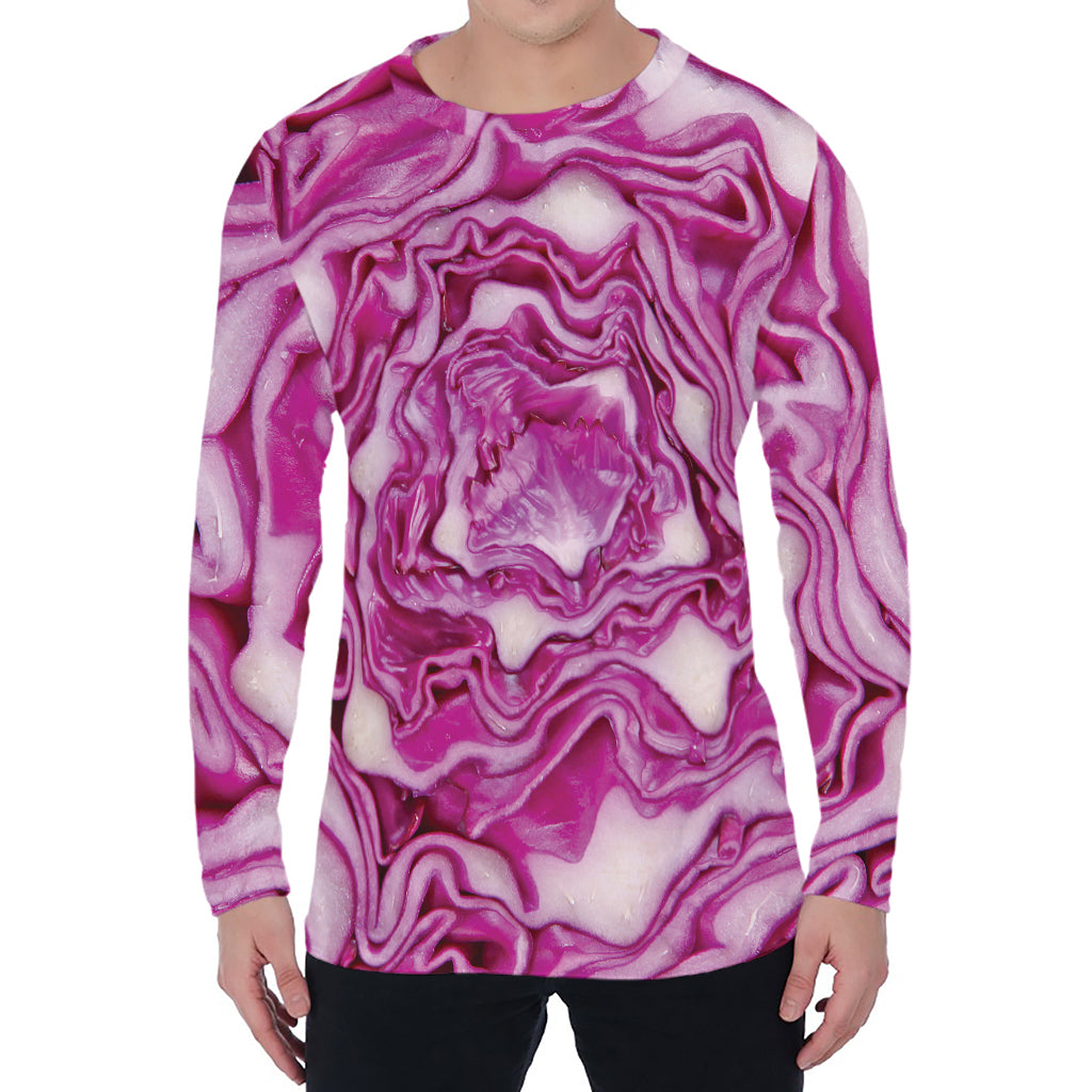 Red Cabbage Print Men's Long Sleeve T-Shirt