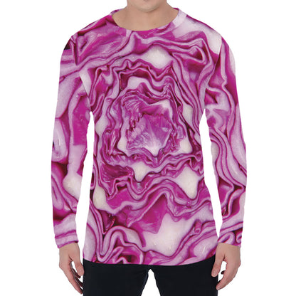 Red Cabbage Print Men's Long Sleeve T-Shirt